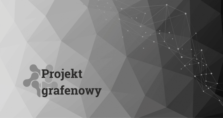 logo projektu grafenowego na ciemnym tle z połączonymi cząsteczkami w tle