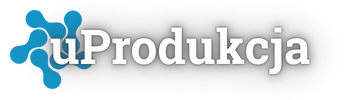 Banner projektu uProdukcja z niebieskim logo firmy Nanores